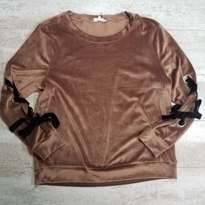 Entro Mauve Velour Lace Up Tie Sleeve Small